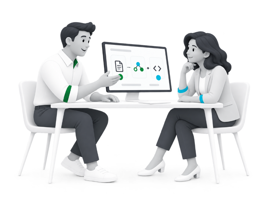 Orbit specialists walking through healthcare administrative workflows on a shared screen.